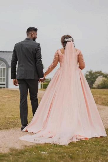 Pink Princess Elegant Wedding Dress | Lace Sleeve Wedding Dress_4