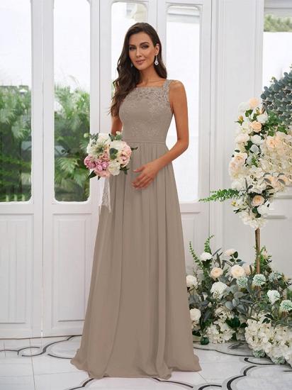 Chiffon Long Square Sleeveless Evening Dresses With Lace_23