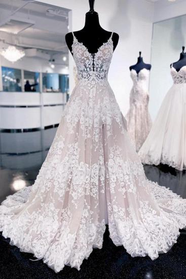 Sexy A-line Sleeveless Lace Backless Wedding Dress