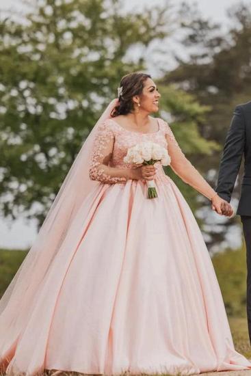 Pink Princess Elegant Wedding Dress | Lace Sleeve Wedding Dress