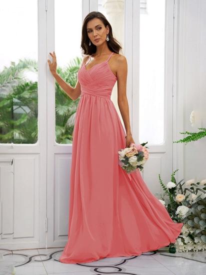 Lilac Chiffon V-Neck Spaghetti Straps Bridesmaid Dresses Simple_45