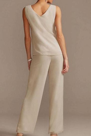 Jumpsuit/Pants Separate Scoop Neck Floor Chiffon Lace Mother of the Bride Dress with Sequins_4