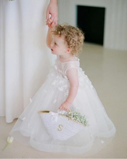 Cute Sleeveless White Tulle Lace Flower Girl Dress_2