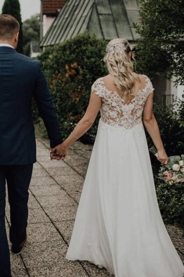 White Elegant Lace Long A-word Sms High Waist Line Wedding Dress_3