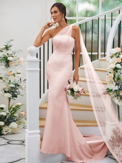 Elegant Simple Long Bridesmaid Dress Pink_17