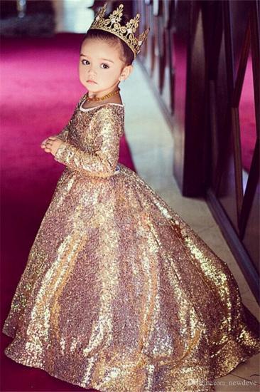 Luxury Sequined Long Sleeve Girl Dress