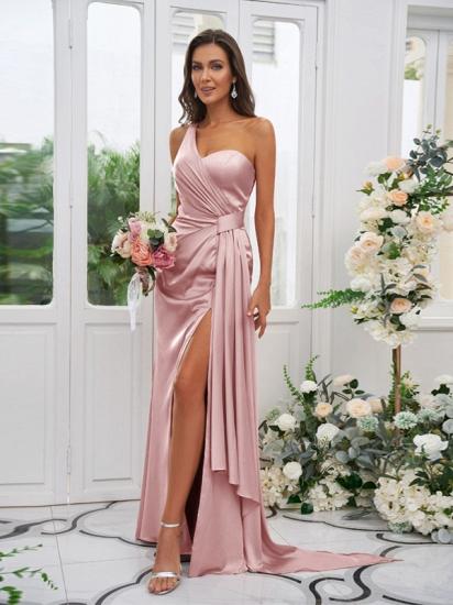 One Shoulder Sweetheart Sleeveless Side Slit Evening Dresses_12