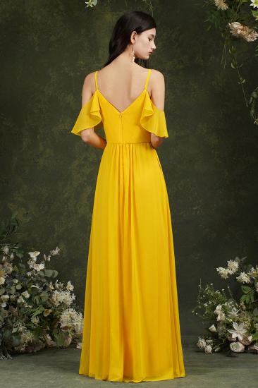 Bridesmaid Dress With Heart Collar Chiffon And Card Shoulder Yellow_7