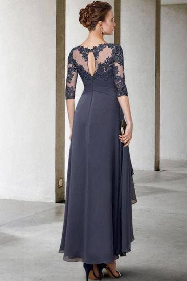 Chiffon Lace Asymmetrical V-Neck 3/4 Sleeves Scoop A-line MotherDress_2
