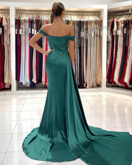 Simple and inexpensive dark green one-shoulder ball gown_2
