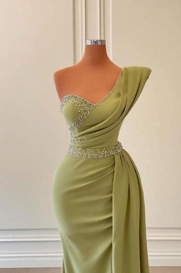 One Shoulder Beaded Mermaid Side Slit Evening Dress With Cape_2