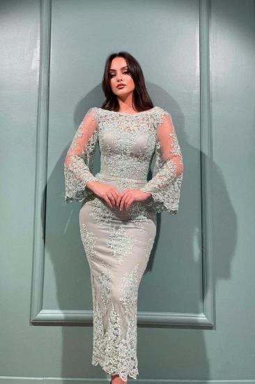 Lace Tea-Length 3/4 Sleeves Mermaid MotherDress | Lace Mother of the Bride Dresses