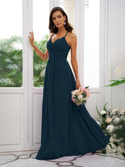 Lilac Chiffon V-Neck Spaghetti Straps Bridesmaid Dresses Simple_13