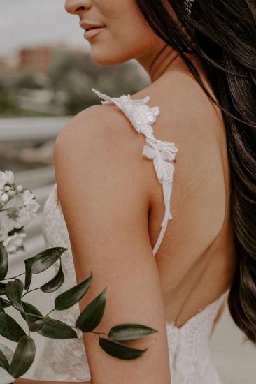 V-neck Open Back Mermaid Lace Long Wedding Dress With Big Train_4
