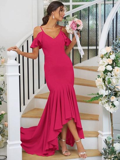 Cascading Ruffles Asymmetrical Mermaid Bridesmaid Dresses_13