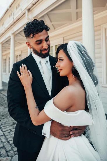 Simply Off Shoulder Satin A-Line Wedding Dress_7