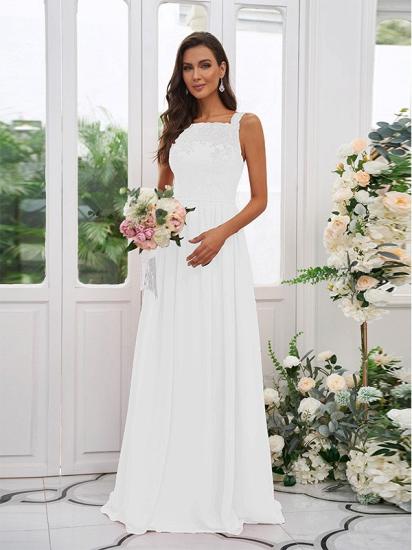 Chiffon Long Square Sleeveless Evening Dresses With Lace_25