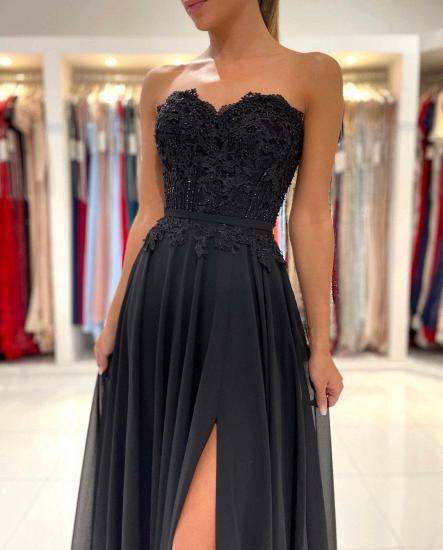 Sweetheart Sleeveless Front Slit Long Tulle Ball Gown_4