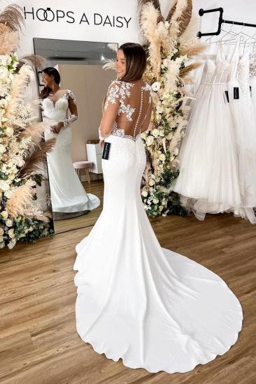 Glamorous Long Sleeved Lace Mermaid Wedding Dress_2