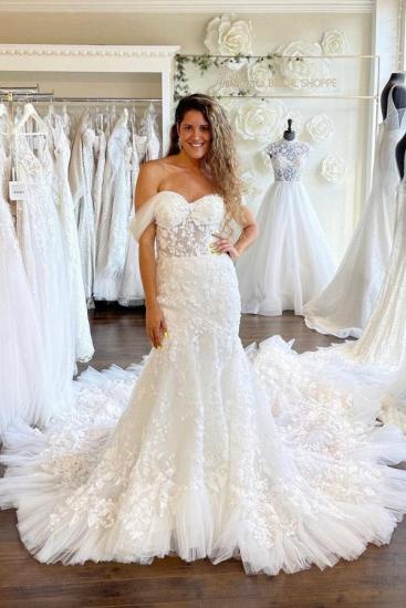 Lace Court Train Sweetheart Mermaid Wedding dresses