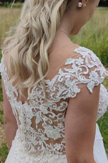 White Elegant Lace Long A-word Sms High Waist Line Wedding Dress_5