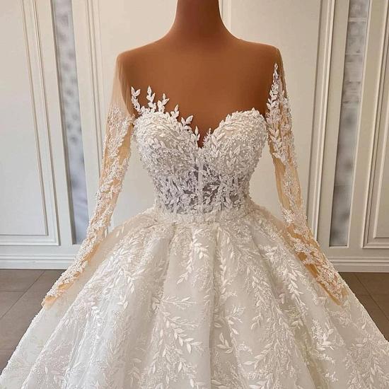 Luxury Long-sleeved Sweetheart Lace Ball Dress Wedding Dress_4