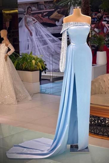 Designer evening dresses long glitter | Blues prom dresses with sleeves