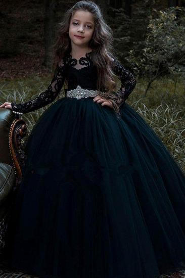 Cute Lace Long Sleeve Girl Dress With Crystal Belt