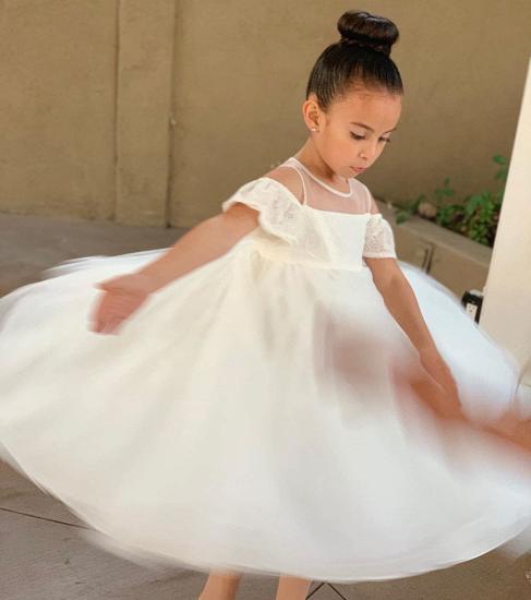 Beautiful Gauze Girl Dress | White Lace Pageant Dress Little Girl_3