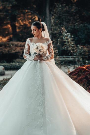 Luxury Bridal A-Line Long Sleeve Lace Princess Wedding Dress
