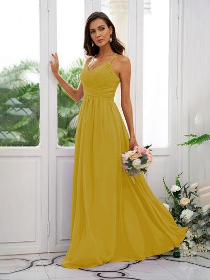 Lilac Chiffon V-Neck Spaghetti Straps Bridesmaid Dresses Simple_25