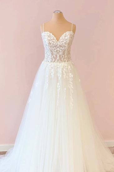 White Heart Neck Sleeveless Wedding Dress A-Line | Lace Wedding Dress