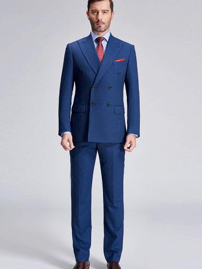 Men's Business Suits | Blue Lapel Pinstripe Double Breasted Men's Suits