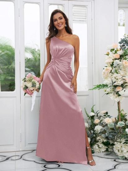 One Shoulder Dark Green Long Bridesmaid Dresses | Simple Bridesmaid Dress_28