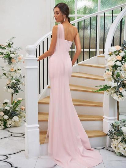 Elegant Simple Long Bridesmaid Dress Pink_3