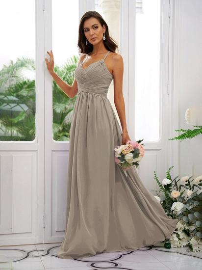 Lilac Chiffon V-Neck Spaghetti Straps Bridesmaid Dresses Simple_42