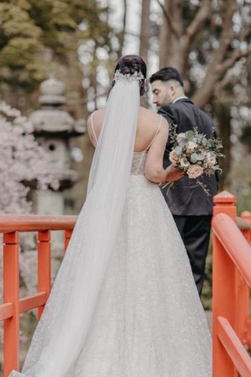 A Word Sequined White Wedding Dress With Belt | Sleeveless Wedding Dress_4