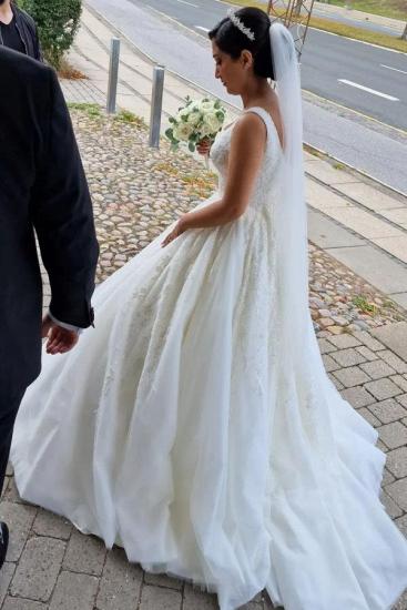 Gorgeous Cream A-line Lace Wedding Dress_4
