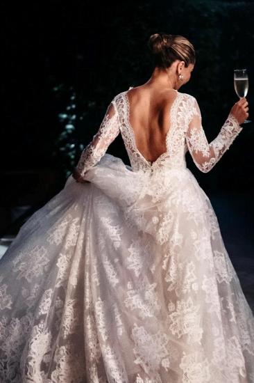 Designer A-Line Lace Long-Sleeve Long-Sleeve Wedding Dress_2