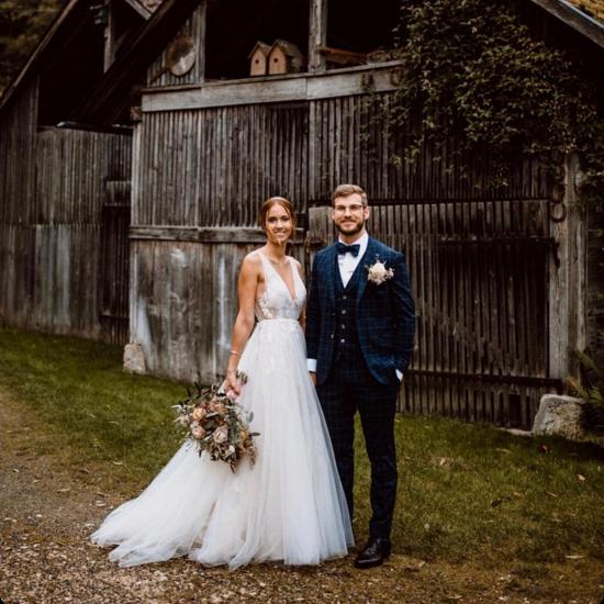 Bohemian A-Line V-Neck Wedding Dress | Lace Wedding Dress_3