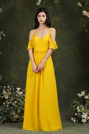 Bridesmaid Dress With Heart Collar Chiffon And Card Shoulder Yellow_6