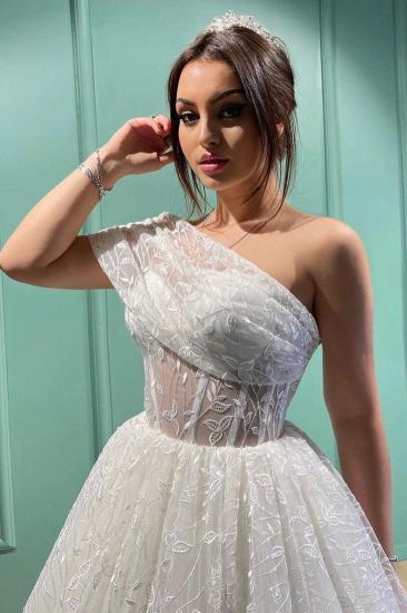 Designer Sparkle One Shoulder Wedding Dresses | Cheap A-Line Wedding Dresses_3