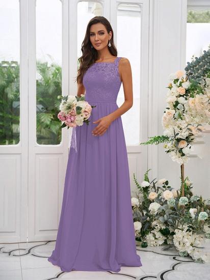 Chiffon Long Square Sleeveless Evening Dresses With Lace_22