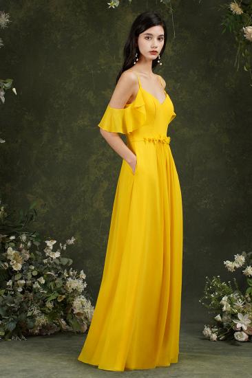 Bridesmaid Dress With Heart Collar Chiffon And Card Shoulder Yellow_4