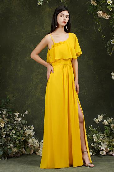 One Shoulder Pleated Front Slit Bridesmaid Dress_4