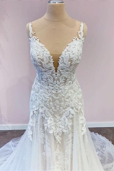 Modern Sleeveless V-Neck Mermaid Wedding Dress | Lace Wedding Dress_3
