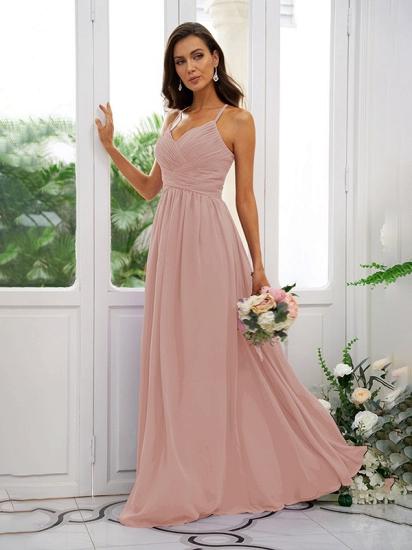 Lilac Chiffon V-Neck Spaghetti Straps Bridesmaid Dresses Simple_14