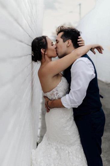 Lace Court Train V-Neck Mermaid Wedding dresses | Cream wedding dresses_6