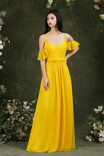 Bridesmaid Dress With Heart Collar Chiffon And Card Shoulder Yellow_5