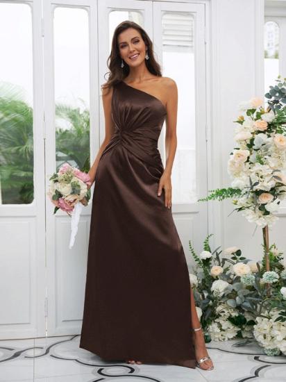 One Shoulder Dark Green Long Bridesmaid Dresses | Simple Bridesmaid Dress_8